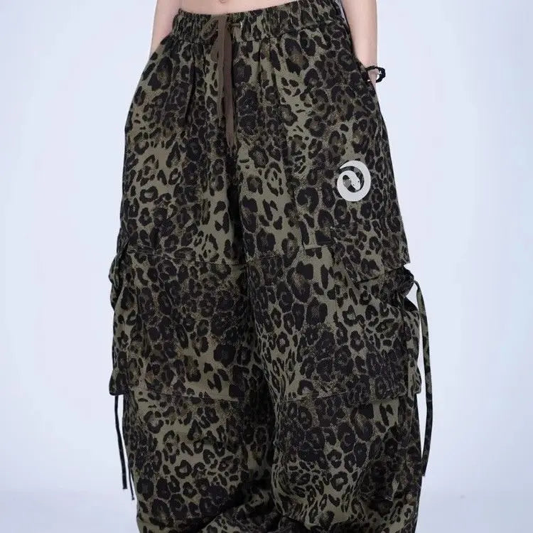 Original snake print handsome street American retro new street dance oversized loose sweatpants overalls women