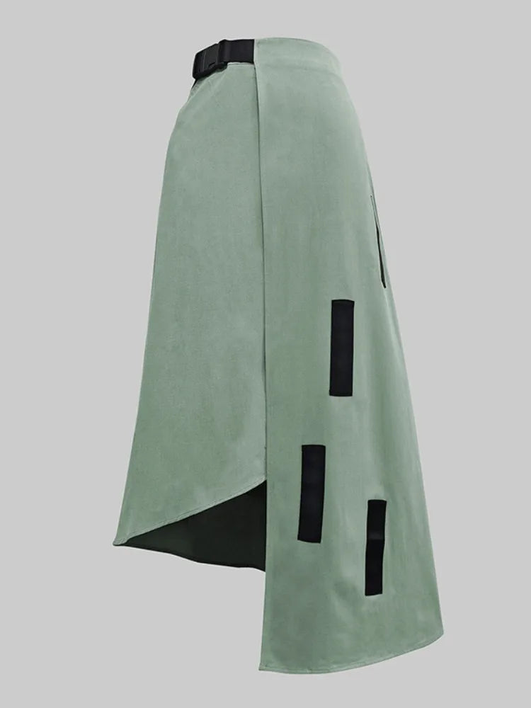 Yeezzi Urban Female Asymmetrical A-Line Skirts 2025 New Solid Color High Waisted Loose Pockets Long Skirt Bottoms For Woman