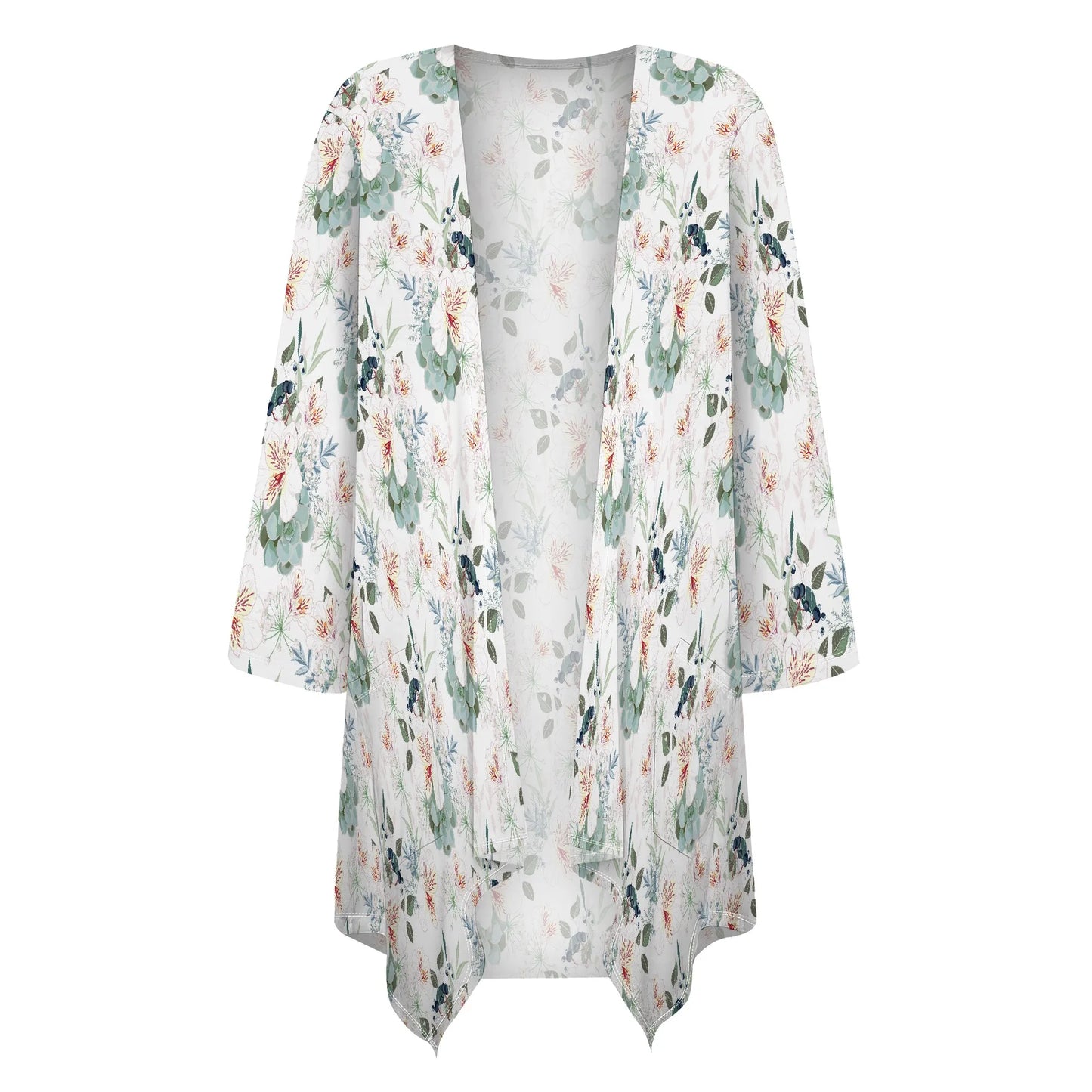 Women's Lightweight Floral Print Thin Half Sleeve Blouse Shirts Cardigan Coat Kawaii Outdoor with Pocket