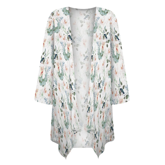 Women's Lightweight Floral Print Thin Half Sleeve Blouse Shirts Cardigan Coat Kawaii Outdoor with Pocket