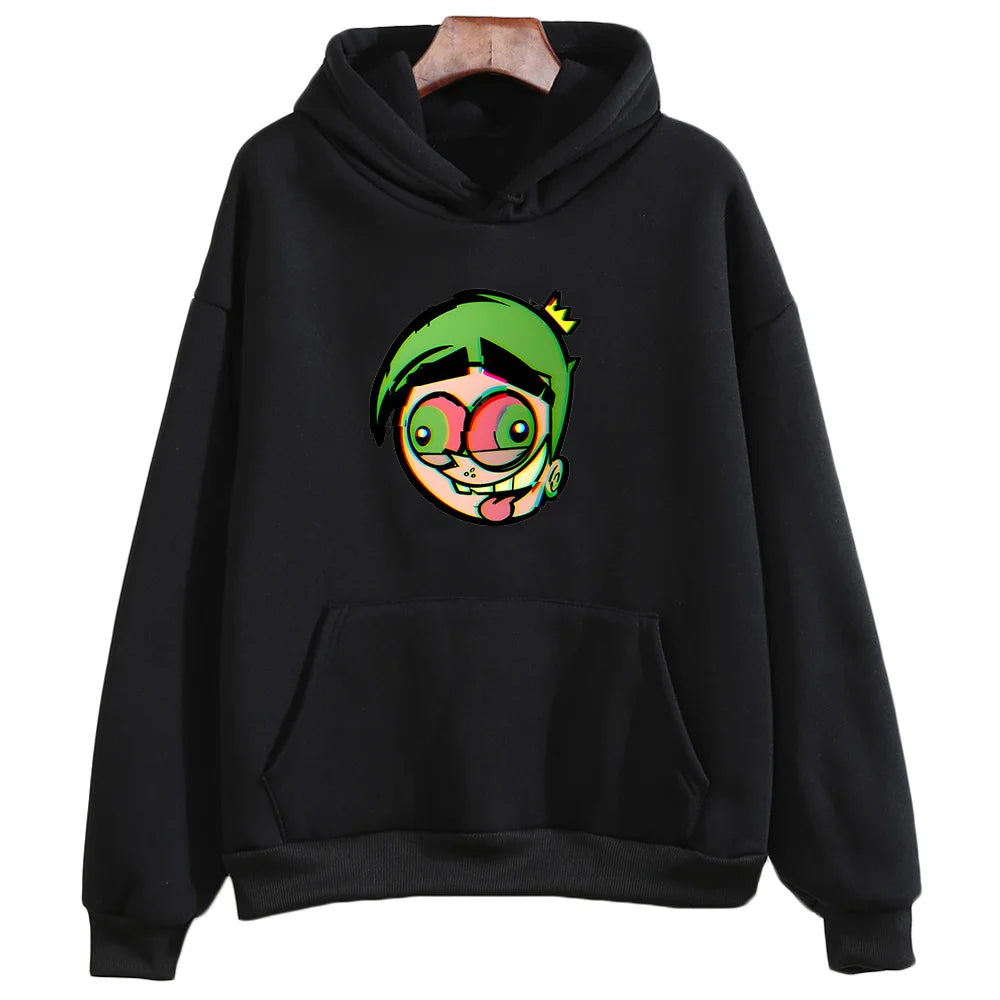 Japanese Anime Hooded Fairly OddParents Anime Print Harajuku Kawaii Sweatshirt With Pocket Cute Clothes Moletom Fleece Pullovers