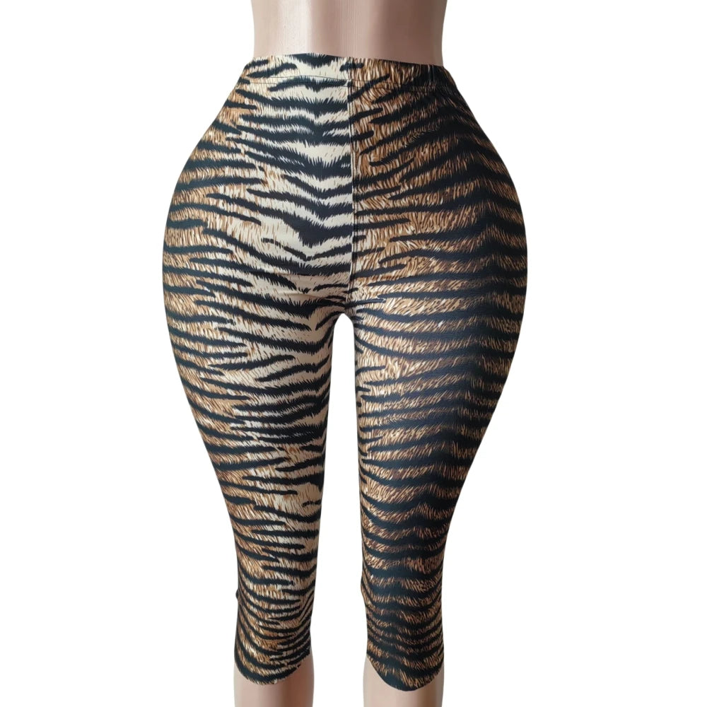 HLJ&GG Fashion Leopard Printing High Waisted Skinny Shorts Women Elastic Waist Slim Shorts Summer New Female Bottom Streetwear