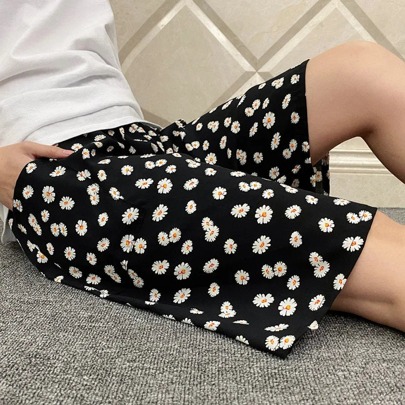 Women Casual Shorts Printing Tropical Floral , Beach Bottoms, Plus Size, Home Cotton Printing, Loose Beach Bottoms