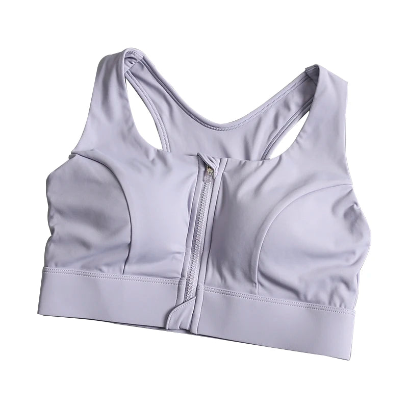 High-intensity front zipper sports underwear for women shock-proof running fitness bra shock-absorbing high-intensity support