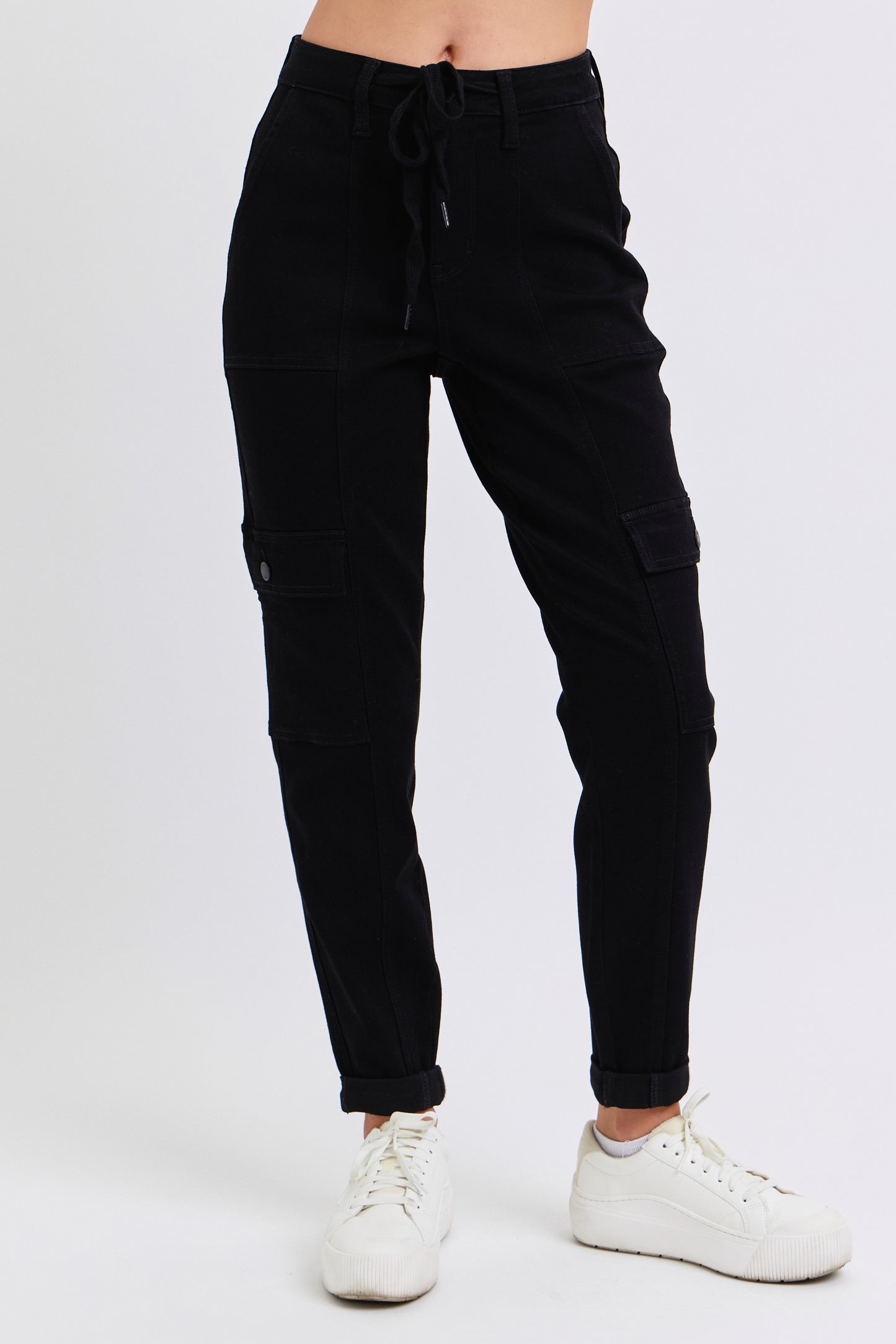 Judy Blue Jeans (NP) - High Rise Black, Cuffed Cargo Denim Joggers