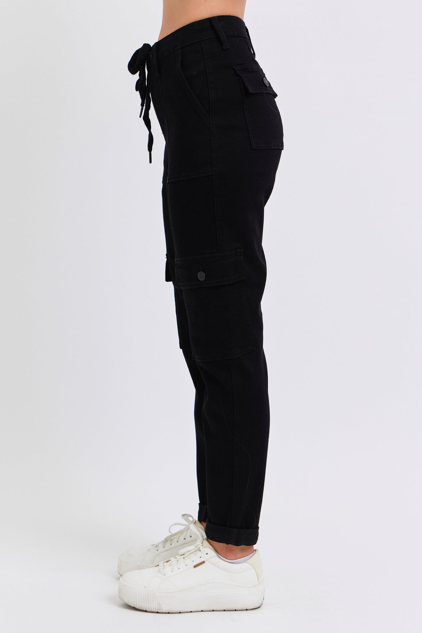 Judy Blue Jeans (NP) - High Rise Black, Cuffed Cargo Denim Joggers