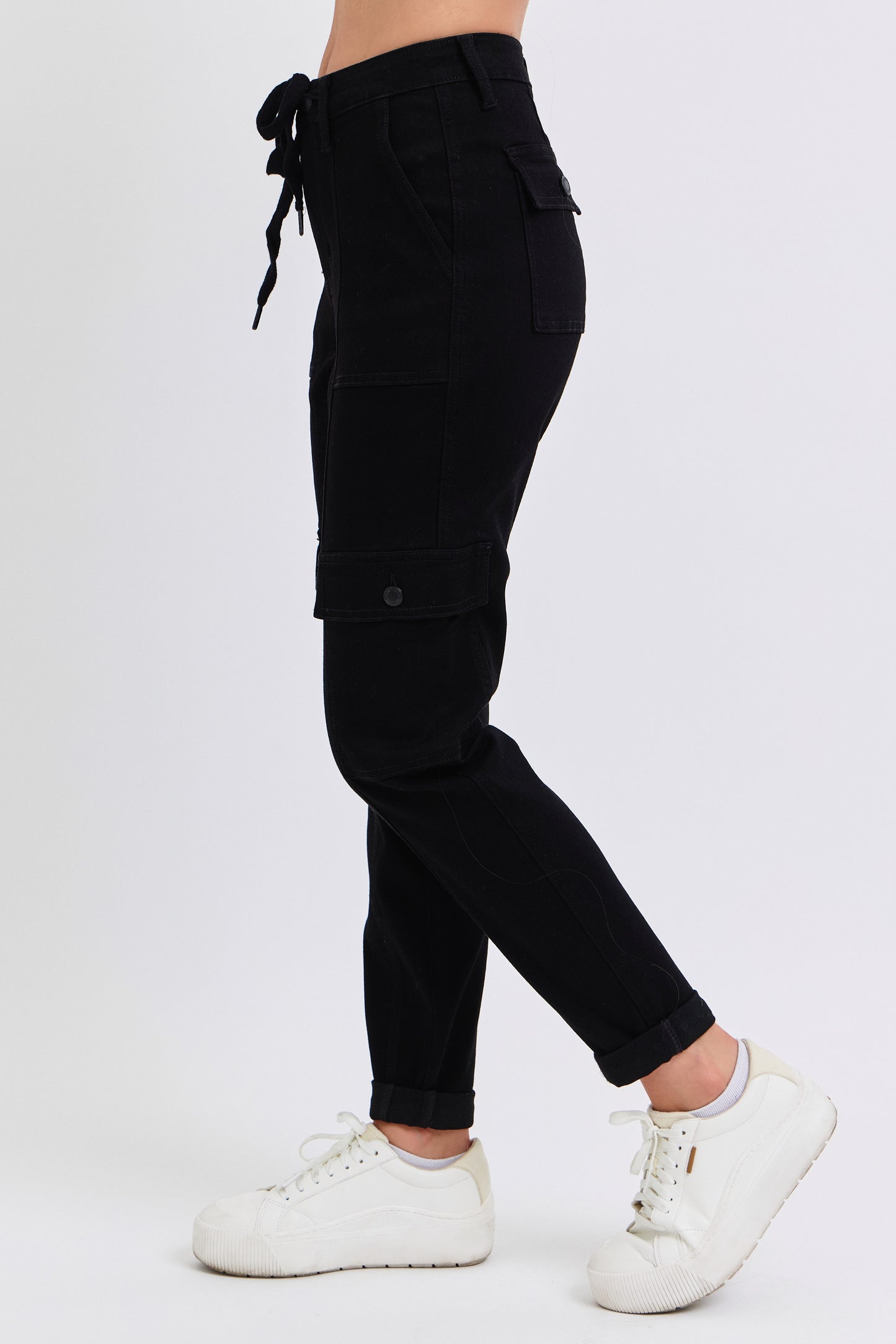 Judy Blue Jeans (NP) - High Rise Black, Cuffed Cargo Denim Joggers