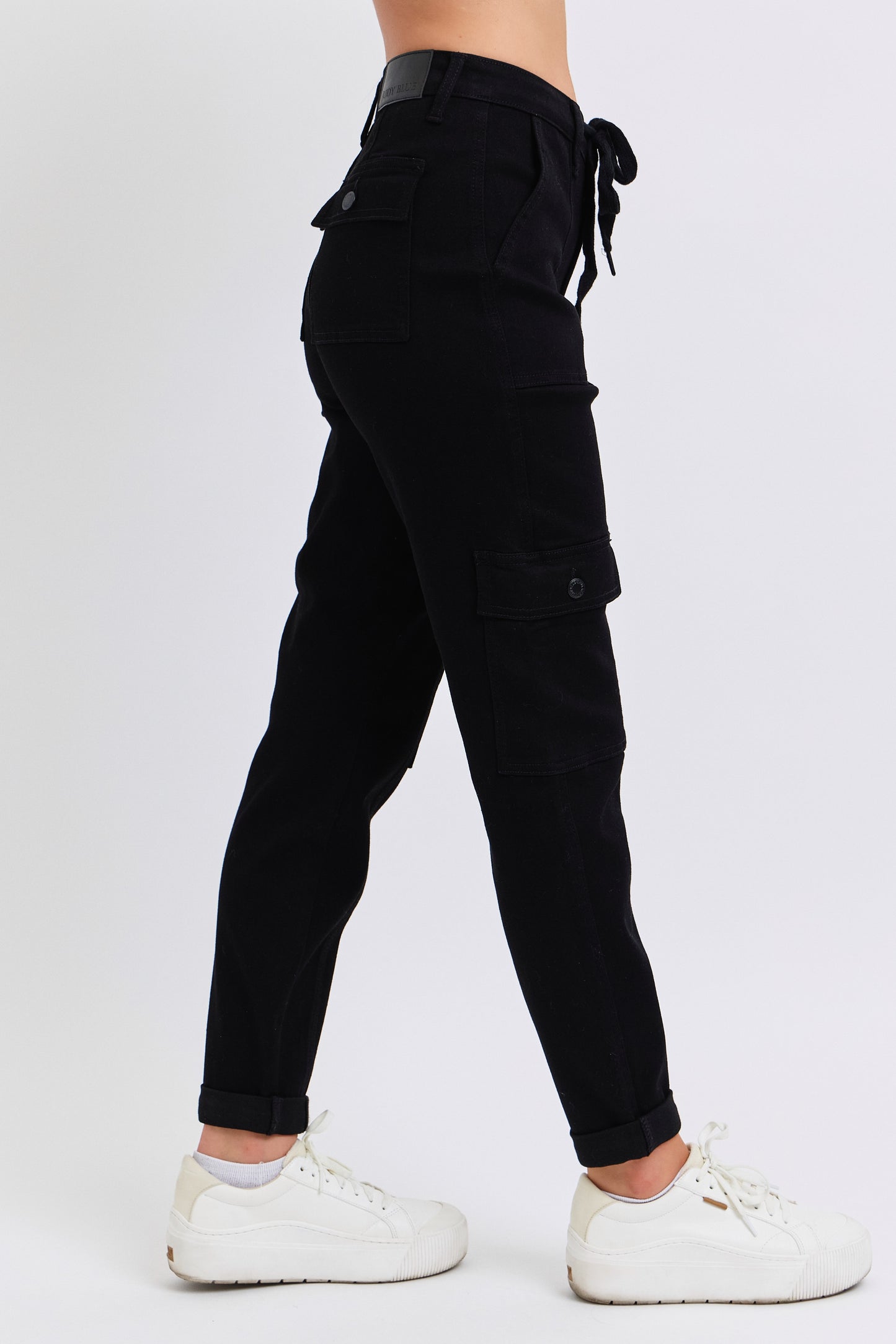 Judy Blue Jeans (NP) - High Rise Black, Cuffed Cargo Denim Joggers