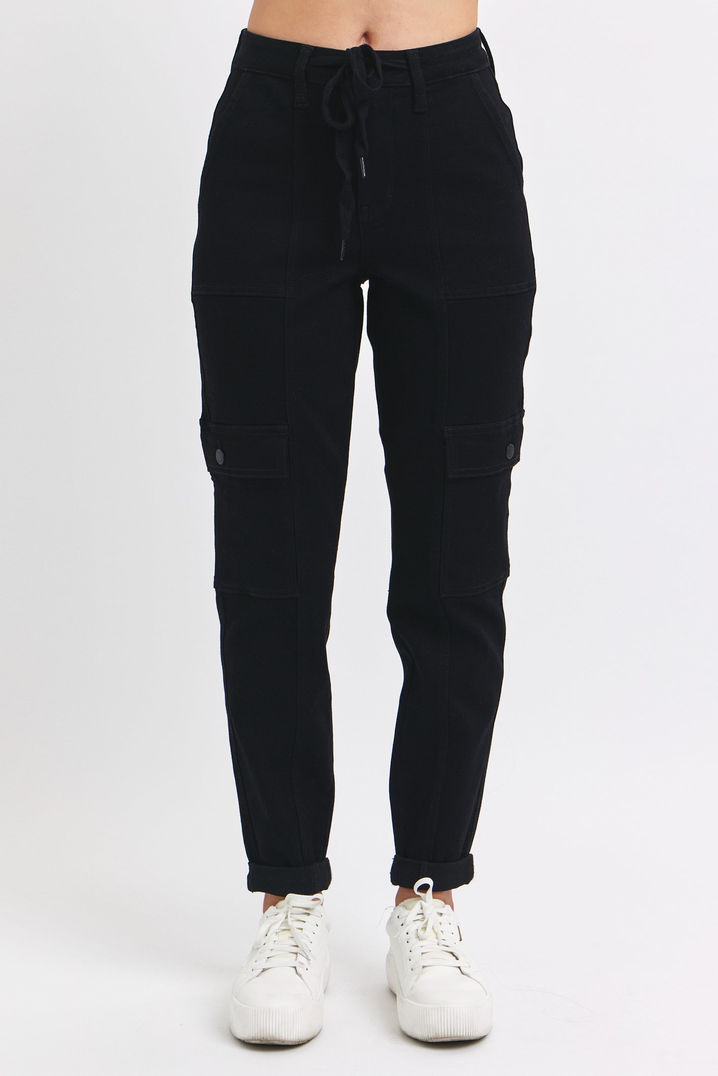 Judy Blue Jeans (NP) - High Rise Black, Cuffed Cargo Denim Joggers