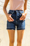 Judy Blue Dark Wash Released Hem Tummy Control Shorts
