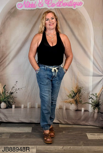 Judy Blue Jeans (NP) - High Waisted Denim Joggers - blue