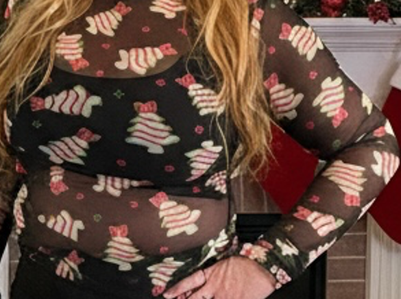 Nik's Picks (NP) - Mesh Bow Christmas Treats Top