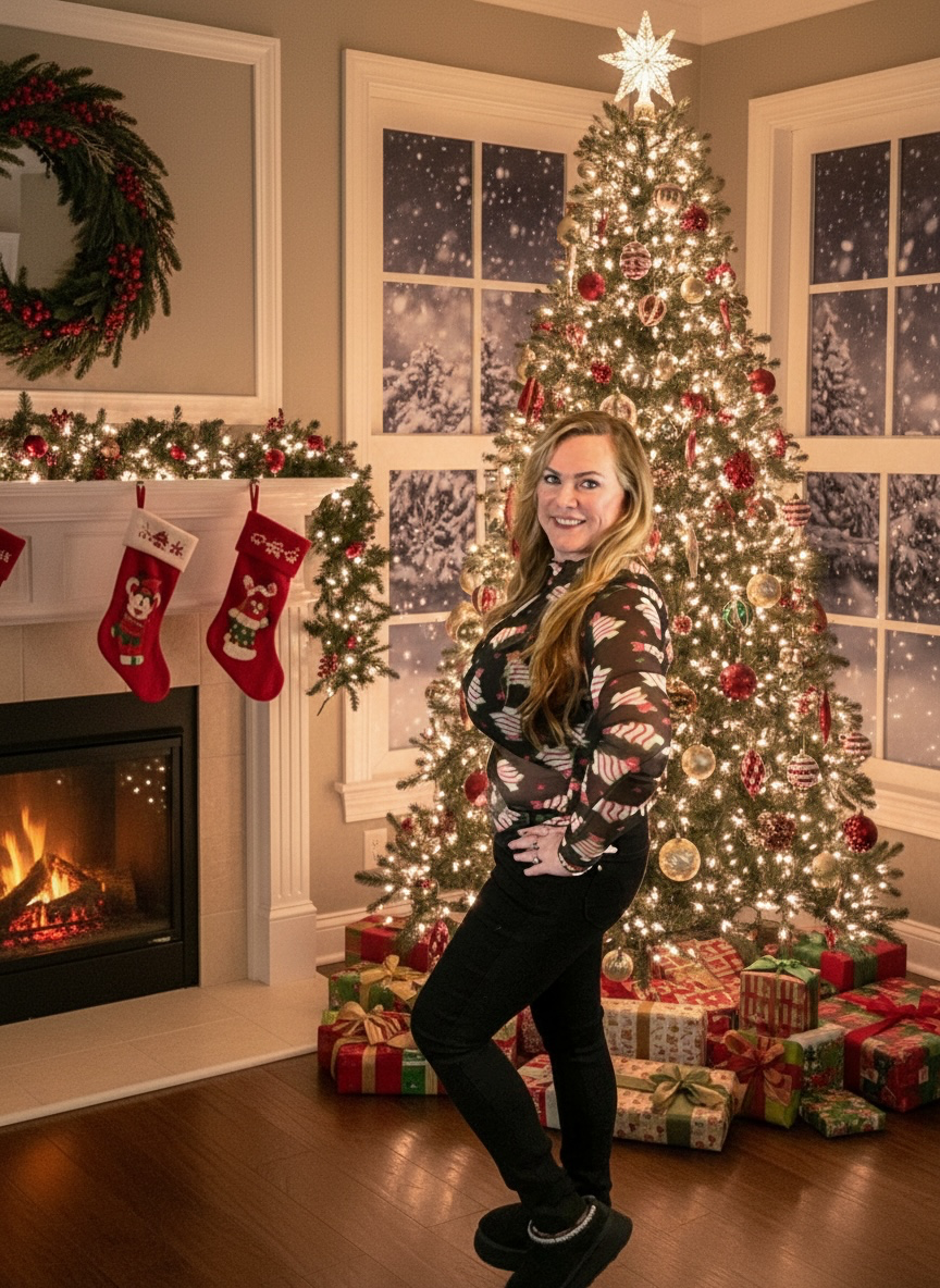 Nik's Picks (NP) - Mesh Bow Christmas Treats Top