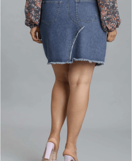 5 Pocket Non - Stretch Denim Skirt with Raw Hem (NP) - 2 colors - Nikki and Co Boutique