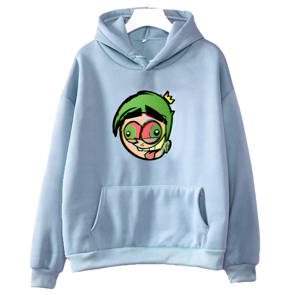 Japanese Anime Hooded Fairly OddParents Anime Print Harajuku Kawaii Sweatshirt With Pocket Cute Clothes Moletom Fleece Pullovers