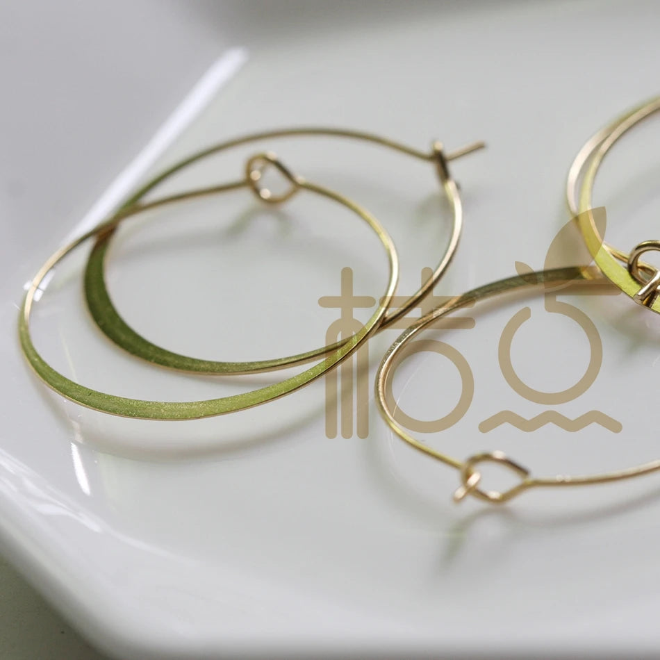 Premium Plated Solid Brass Round Hammered Earring Finding - Earring Hook - Earring Hoop 25x0.7mm (4305C)