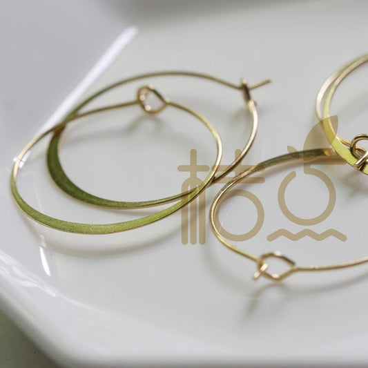 Premium Plated Solid Brass Round Hammered Earring Finding - Earring Hook - Earring Hoop 25x0.7mm (4305C)
