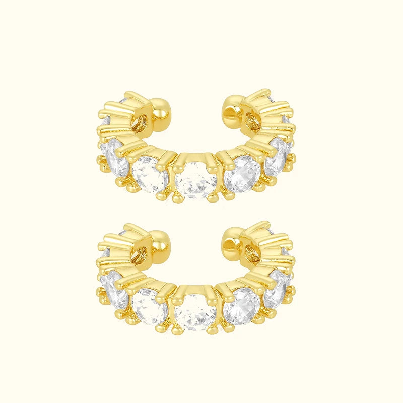 Crmya Hiphop Hoop Earring for Women Yellow Gold Color Zircon cuff Hoop Earrings Fashion Women 2024 Jewelry Accessories Wholesale