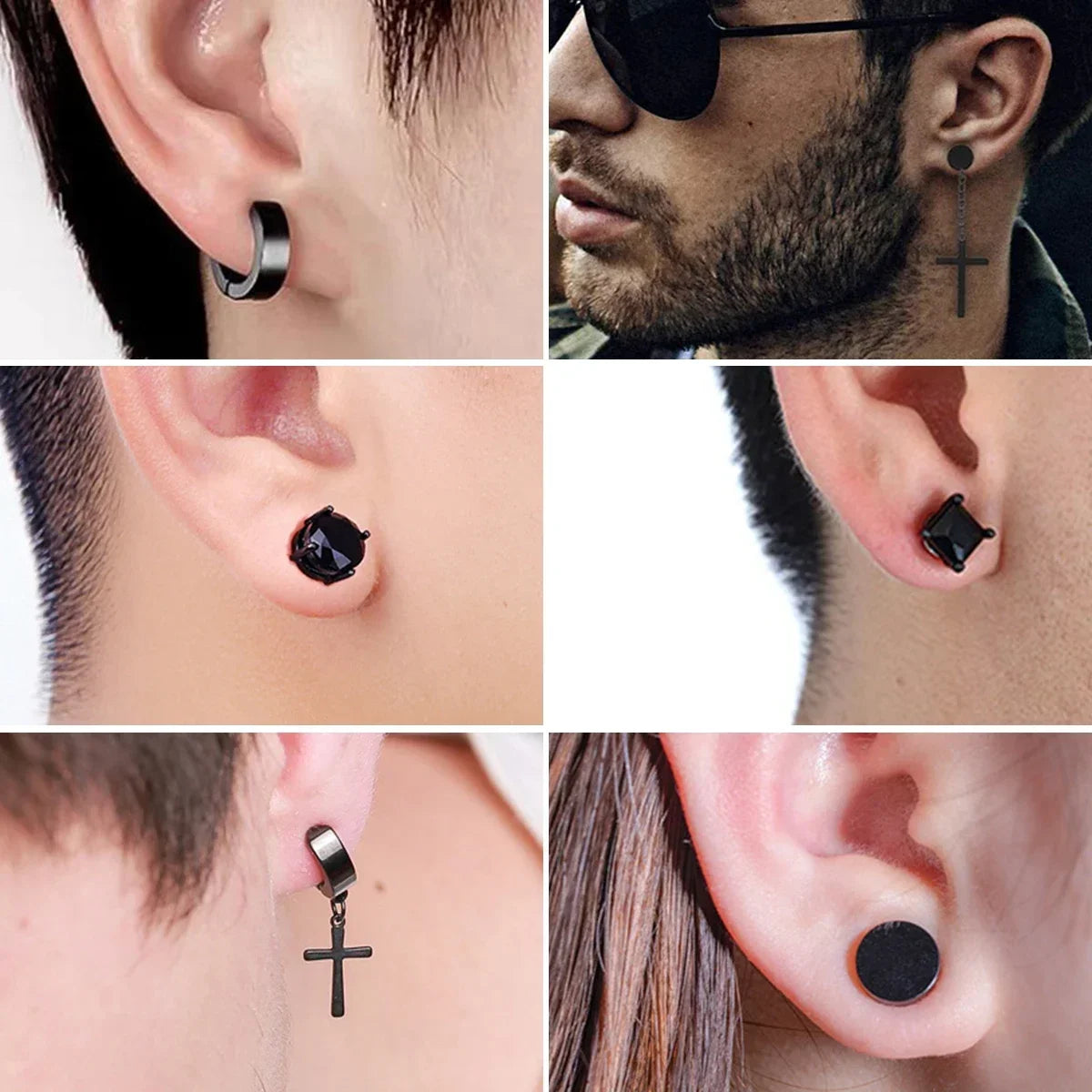 1Pairs Crystal Strong Magnetic Ear Stud Clip Earrings for Men Women, Punk Round Zircon Magnet Earrings Non Piercing Ear Jewelry