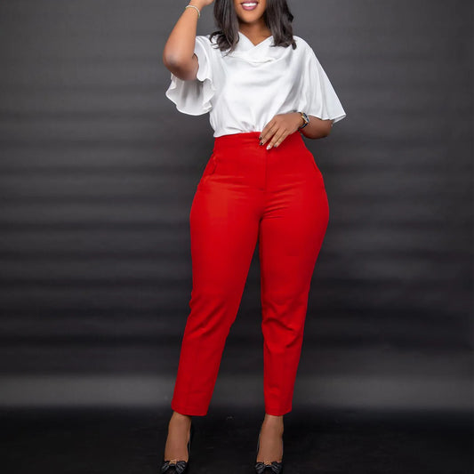 Work Pants for Women Office Elegant High Waisted Solid Skinny African Ladies Fashion Business Work Pencil Pants Bottoms 2024 New