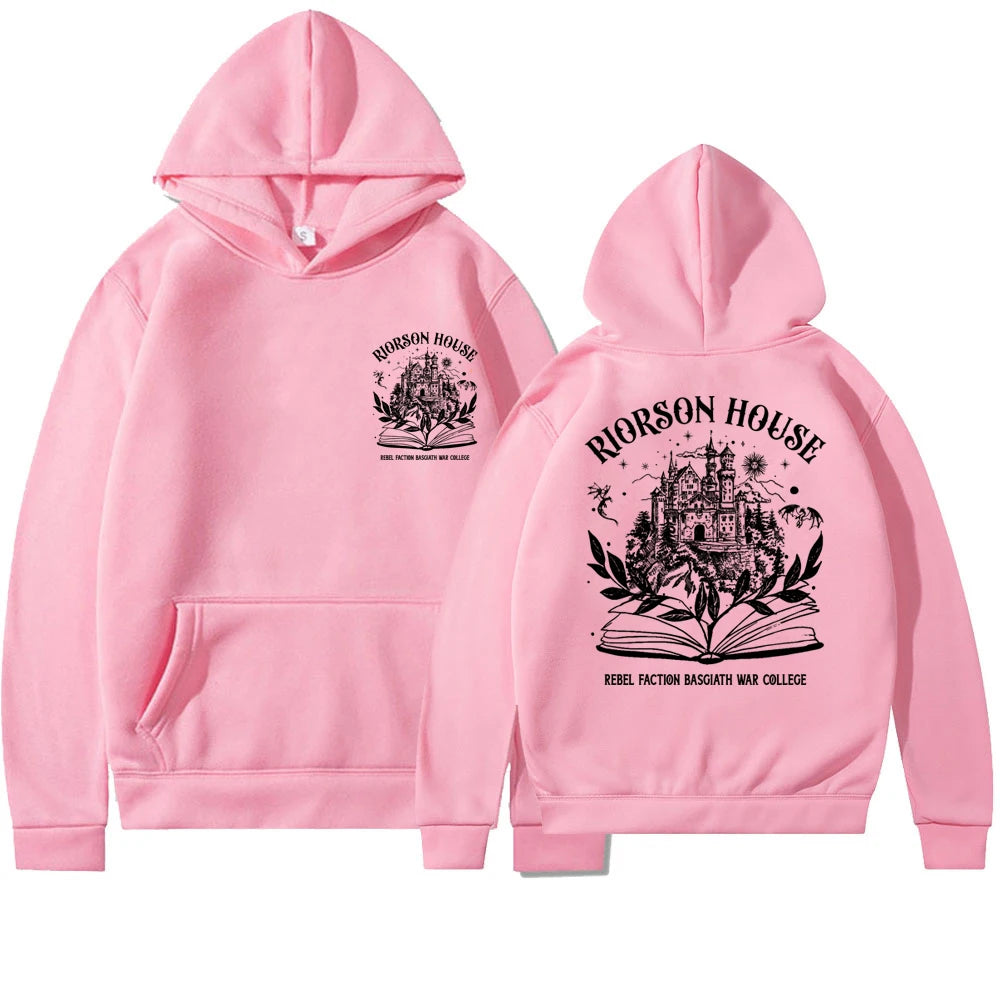 Fourth Wing Hoodie Riorson House Hooded Sweatshirt Iron Flame Basgiath War College Shirt Trendy 2Side Print Golden Dragon Hoodie