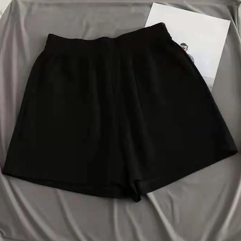 Casual Women's Shorts High Waist Summer Sports Shorts With Pocket Loose Homewear Bottoms Girls Homewear Wide Leg Sweat Short