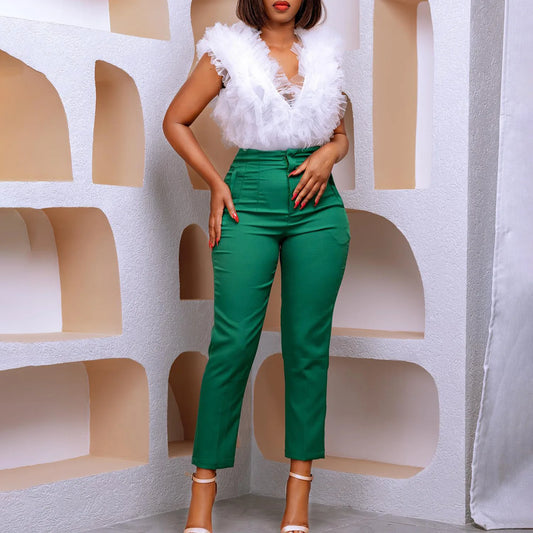 Work Pants for Women Office Elegant High Waisted Solid Skinny African Ladies Fashion Business Work Pencil Pants Bottoms 2024 New