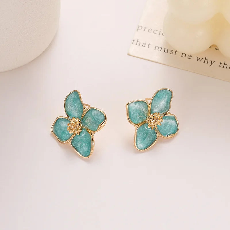 ZAKOL New Temperament Flower Earrings for Women Girls Sweet Korean Fashion Gold Color Crystal Zircon Party Accessories