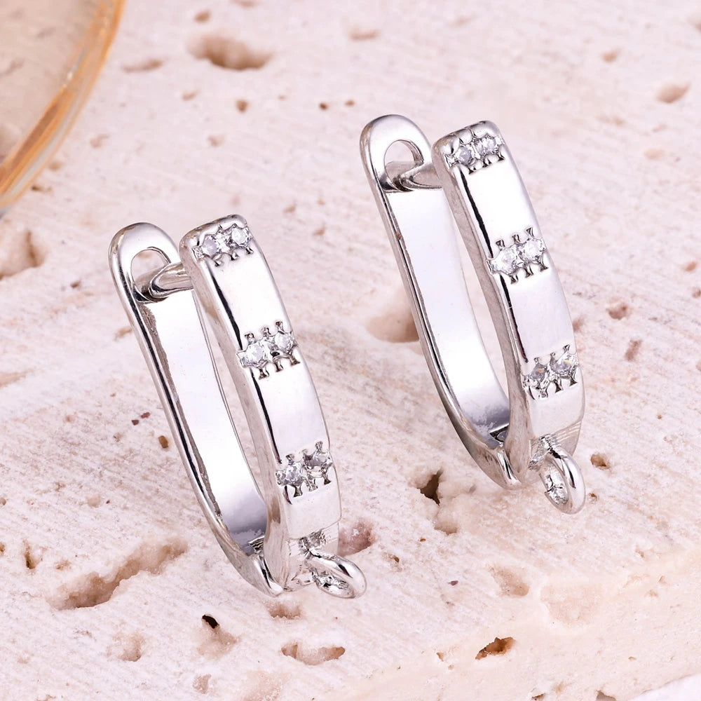 Juya 2Pcs Antiallergic Earwire Fasteners Basic Fixtures Earring Hook Clasps Accessories For DIY Women's Charms Earrings Making