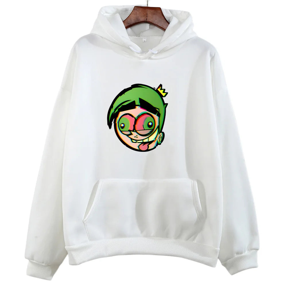 Japanese Anime Hooded Fairly OddParents Anime Print Harajuku Kawaii Sweatshirt With Pocket Cute Clothes Moletom Fleece Pullovers