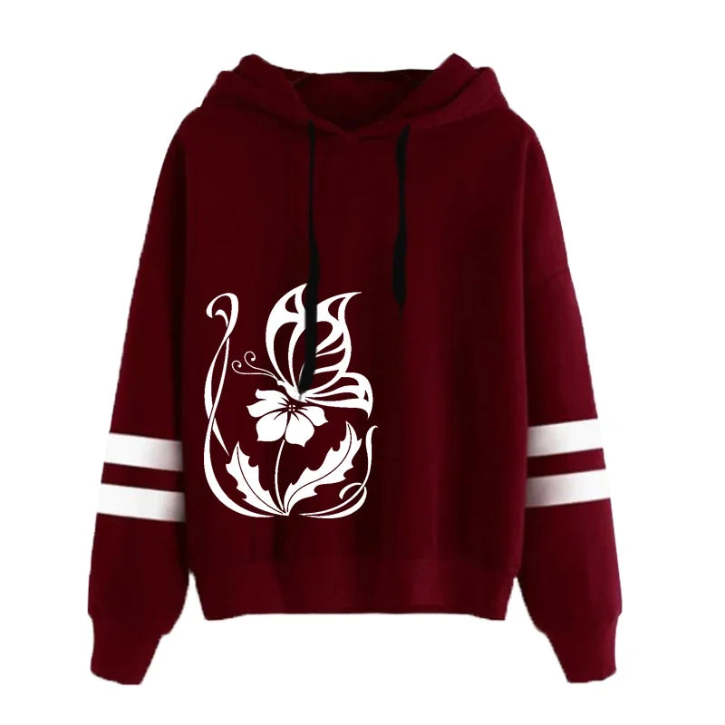 Fashion Womens Sweatshirts Hot Sales Autumn Winter Versatile Pullovers Hoodies Woman Stripe Style Casual Sports Daily Simplicity