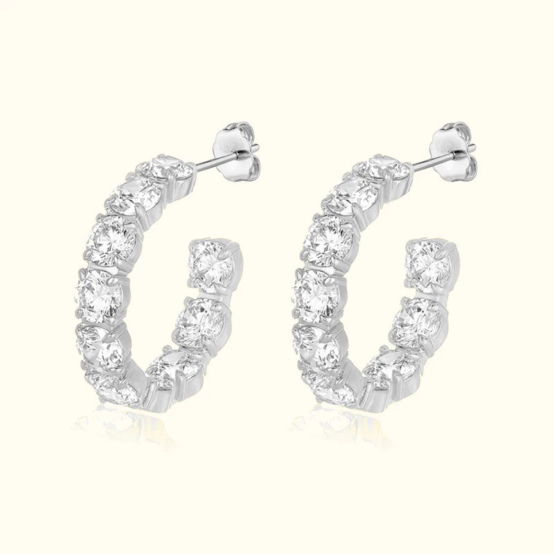 Crmya Hiphop Hoop Earring for Women Yellow Gold Color Zircon cuff Hoop Earrings Fashion Women 2024 Jewelry Accessories Wholesale