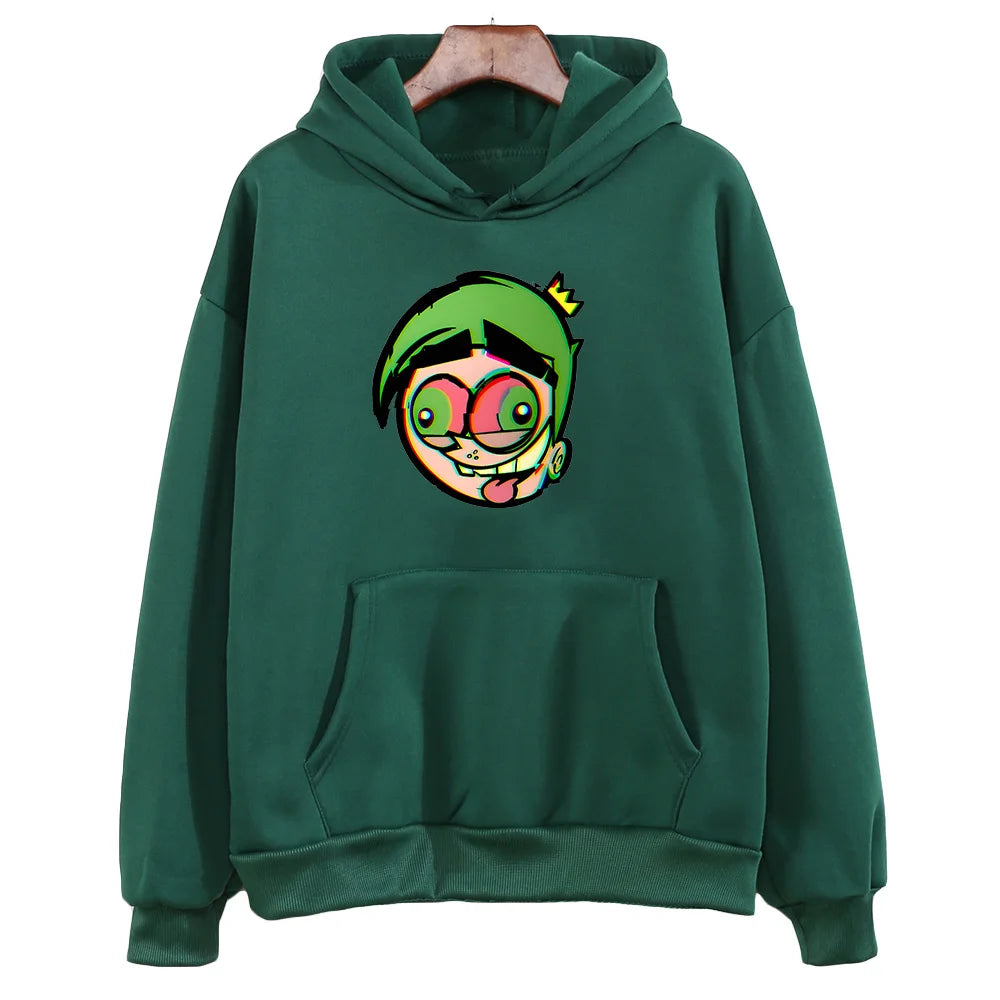 Japanese Anime Hooded Fairly OddParents Anime Print Harajuku Kawaii Sweatshirt With Pocket Cute Clothes Moletom Fleece Pullovers
