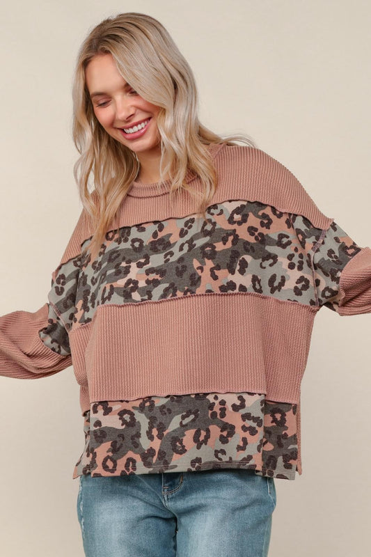 Soft and Rebellious Camo/Leopard Top