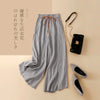 Gray Cotton Linen Casual Elastic High Waist Loose Wide Leg Women's Pants Ankle-Length Pants For Women Clothing 2025 Fashion
