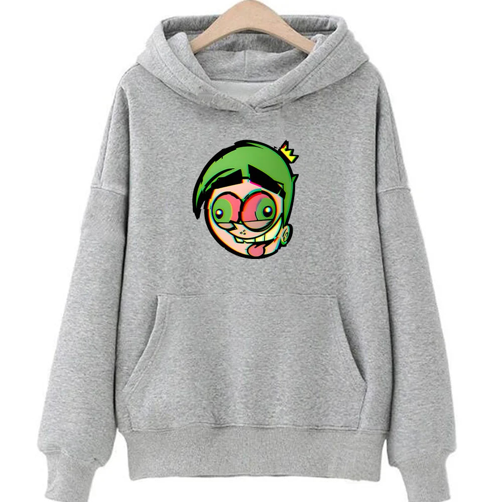 Japanese Anime Hooded Fairly OddParents Anime Print Harajuku Kawaii Sweatshirt With Pocket Cute Clothes Moletom Fleece Pullovers