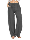 Casual Women's Cotton Linen Pants Solid High Waist Wide-Leg Trousers Female Summer Loose Breathable Sports Yoga Straight Pants