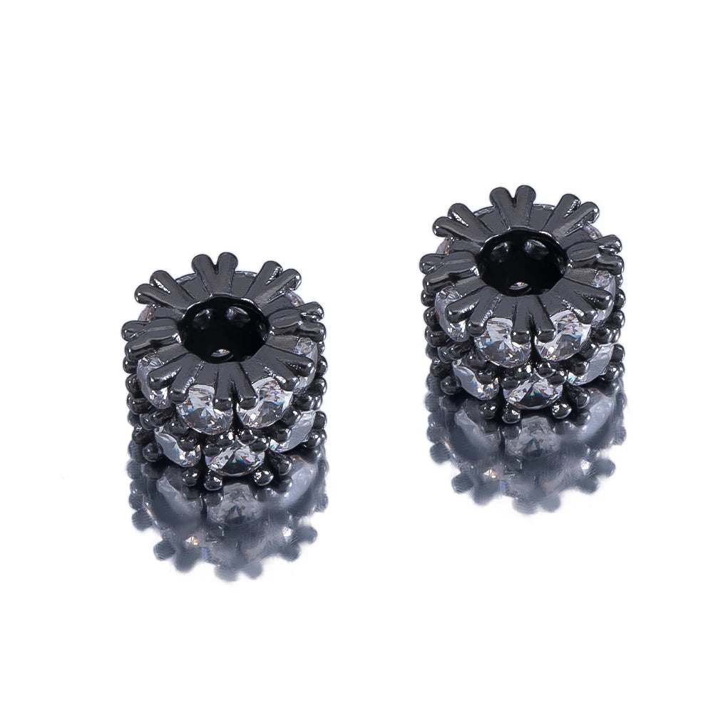 5pcs Metal Zircon Copper Snowflake Spacer Beads Bracelets Barrel Spacers Beads Accessories Necklace Jewelry Making Components