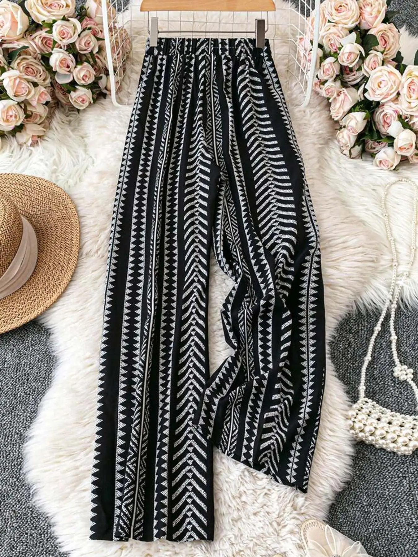 【Plus Size】 Floral Print Tie Waist Pants, Casual Comfy Trousers for Daily Wear, Women's Bottoms for All Seasons