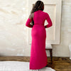 CUTENOVA 2024 Autumn New Single Shoulder Half High Neck Long Sleeve Sexy Hollow Out Bodysuit + High Split Long Dress Set Elegant
