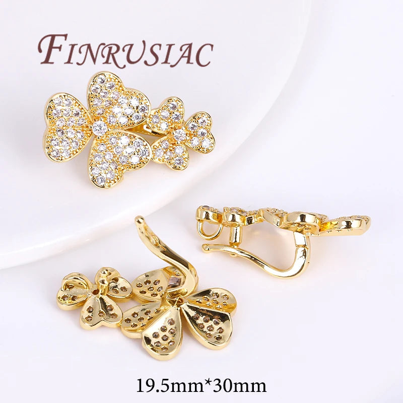 18K Gold Plated Brass Butterfly Clasps For Jewelry,Fasteners For Bracelets,Necklace Clasp Findings,DIY Jewelry Accessories
