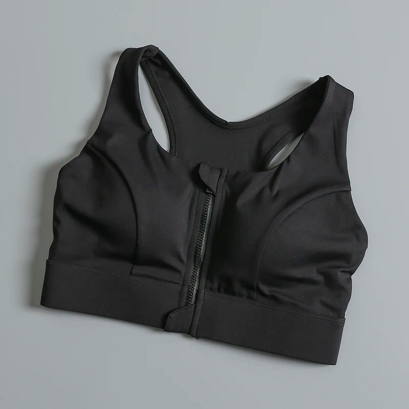 High-intensity front zipper sports underwear for women shock-proof running fitness bra shock-absorbing high-intensity support