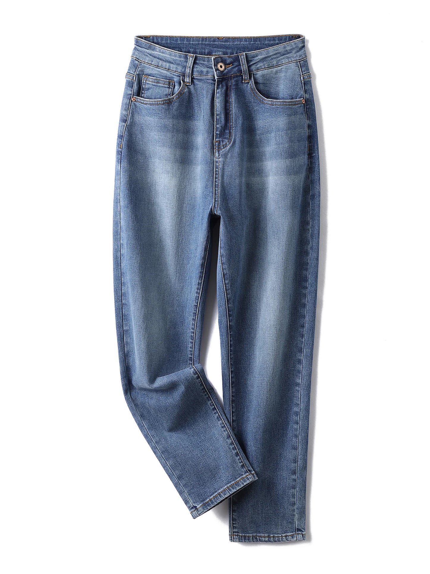 Plus Size Tapered Jeans for Women Full Length Harem Women Jeans High Waist Washing Spring and Autumn Denim Women Jeans 2023