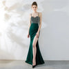 Customized Women's Sexy Strap Dress High Slit Evening Party Wear Crystal Dress