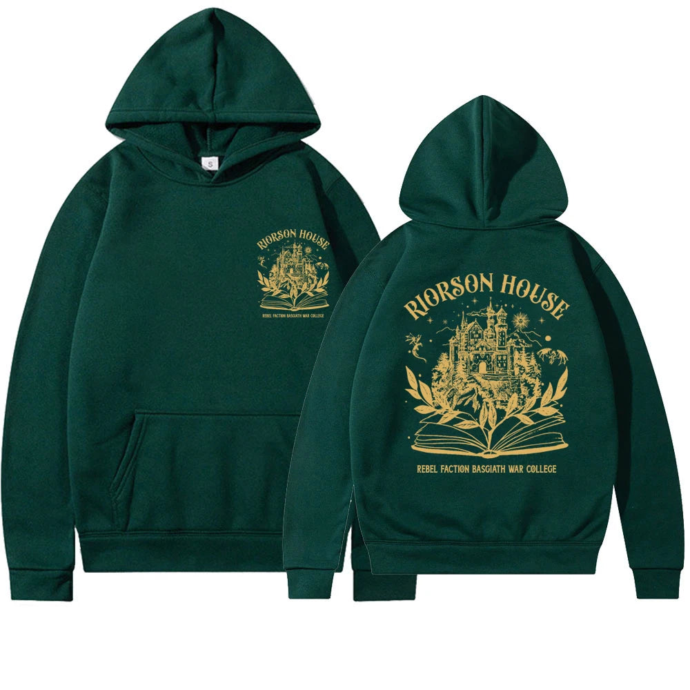 Fourth Wing Hoodie Riorson House Hooded Sweatshirt Iron Flame Basgiath War College Shirt Trendy 2Side Print Golden Dragon Hoodie