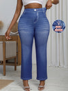Plus Size Women's Pants Loose Imitation Jeans Printed Wide Leg Trousers High Elastic Casual Bottoms Vintage Female Clothing
