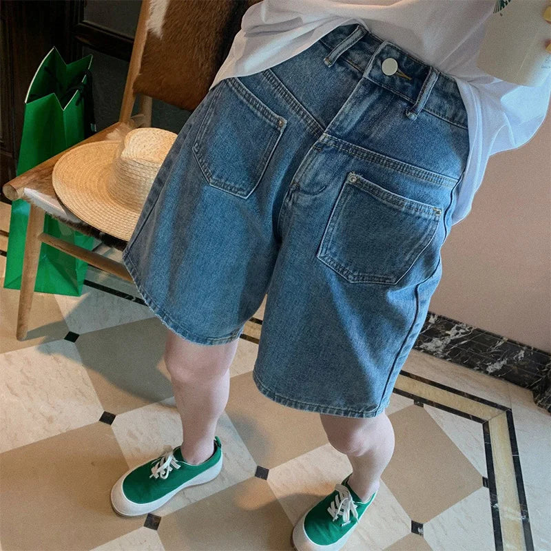 plus Size Denim Wide Leg ort Pants Women Summer New Design Loose Slim Straight Five-Quarter Trendy Blue Jeans Casual orts