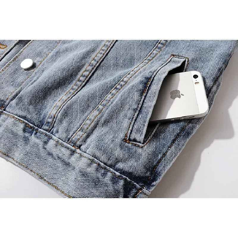 Autumn Winter Natural Fox Fur Collar Removable Rabbit Fur Liner Denim Jacket Coat Women Loose Hem Split Fork Jeans Jacket Female