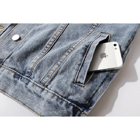 Autumn Winter Natural Fox Fur Collar Removable Rabbit Fur Liner Denim Jacket Coat Women Loose Hem Split Fork Jeans Jacket Female
