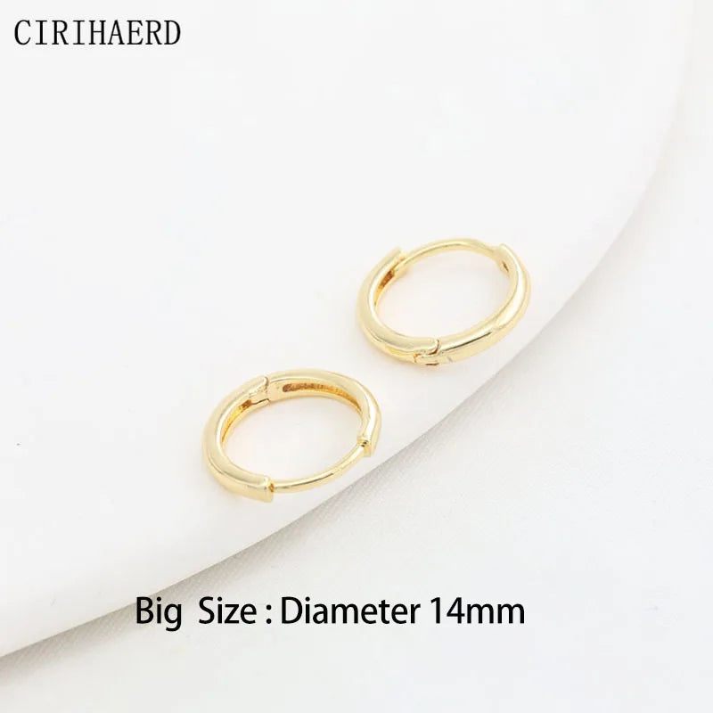 Simple Women's Round Earrings 14K Gold Plated Brass Small Hoop Earring Clasps Earring Pendant Connector Party Gift Wholesale